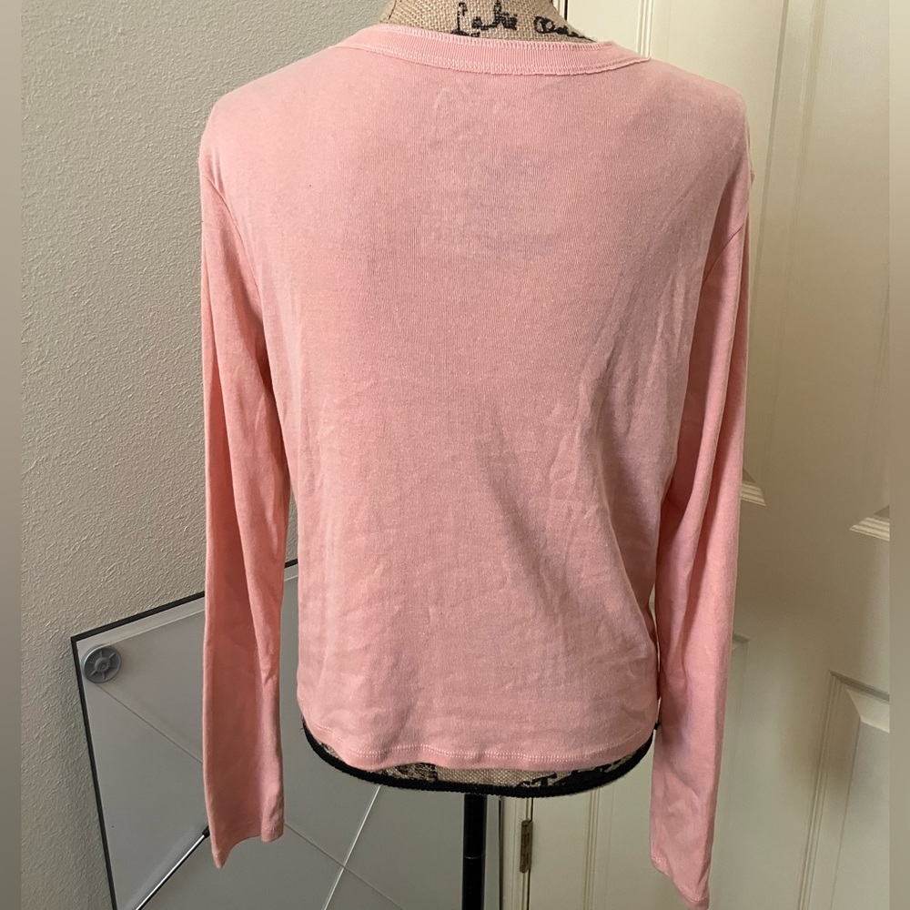 Hybrid Apparel hello kitty Pink Long Sleeve Henley tee shirt XL - Picture 4 of 5